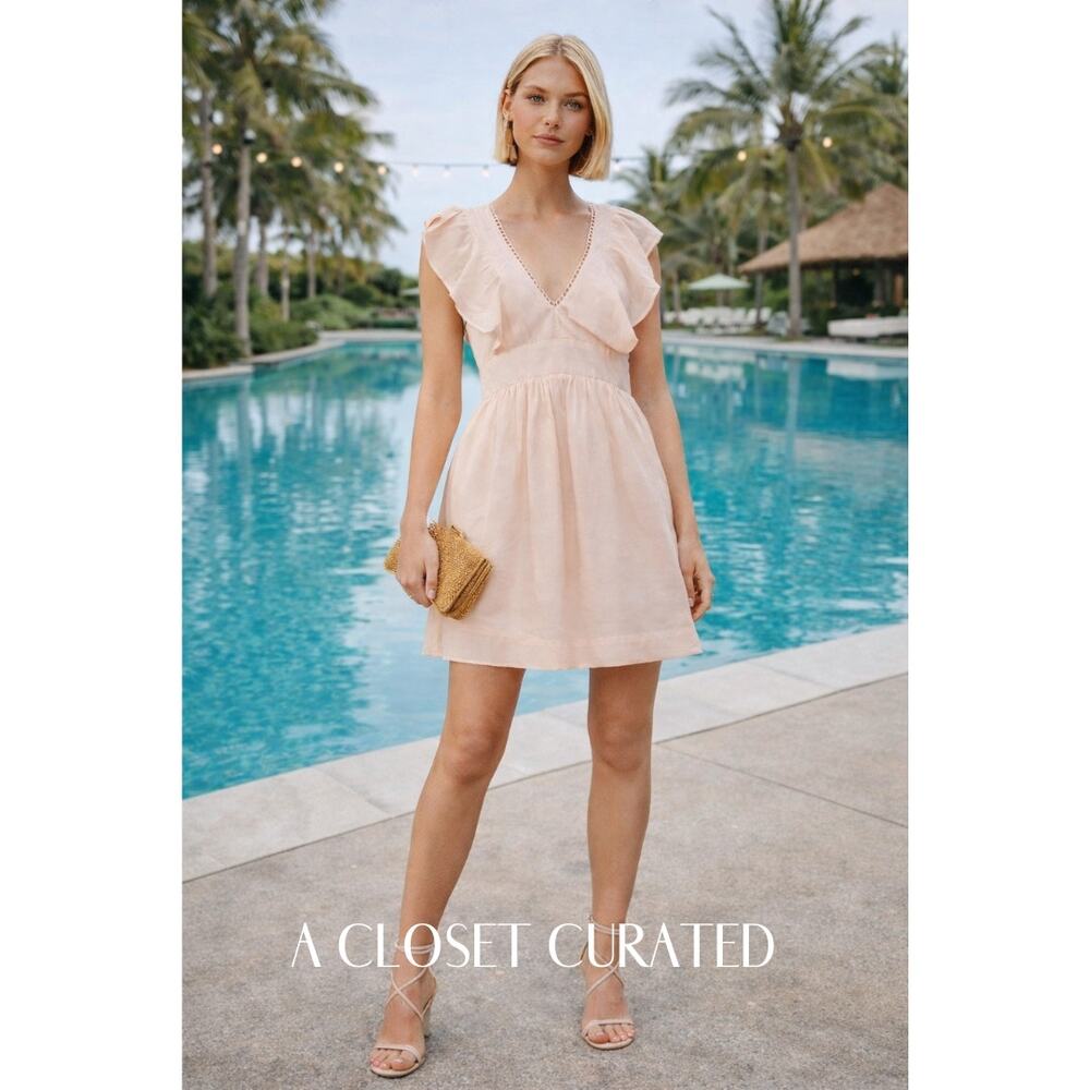 Anthropologie V Neck Plunge Mini Dress Pink NWT Medium